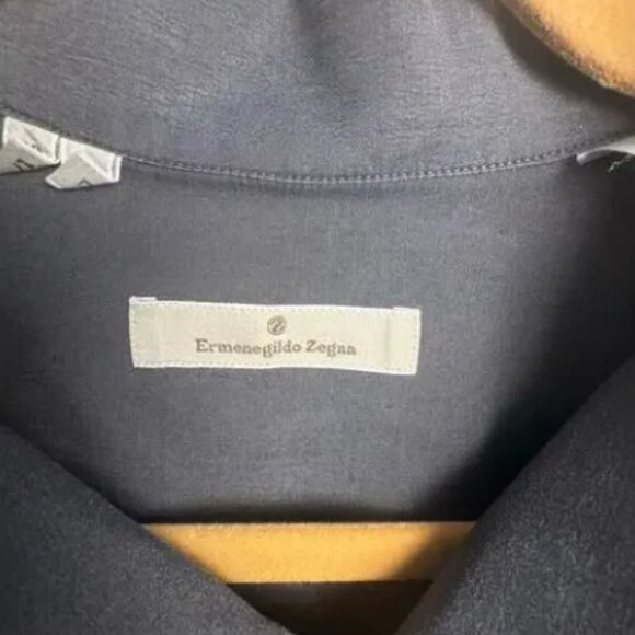 Ermenegildo Zegna Shirt Sz L 43/17 Gray Made in Italy Long Sleeve Button Mens - Picture 3 of 11